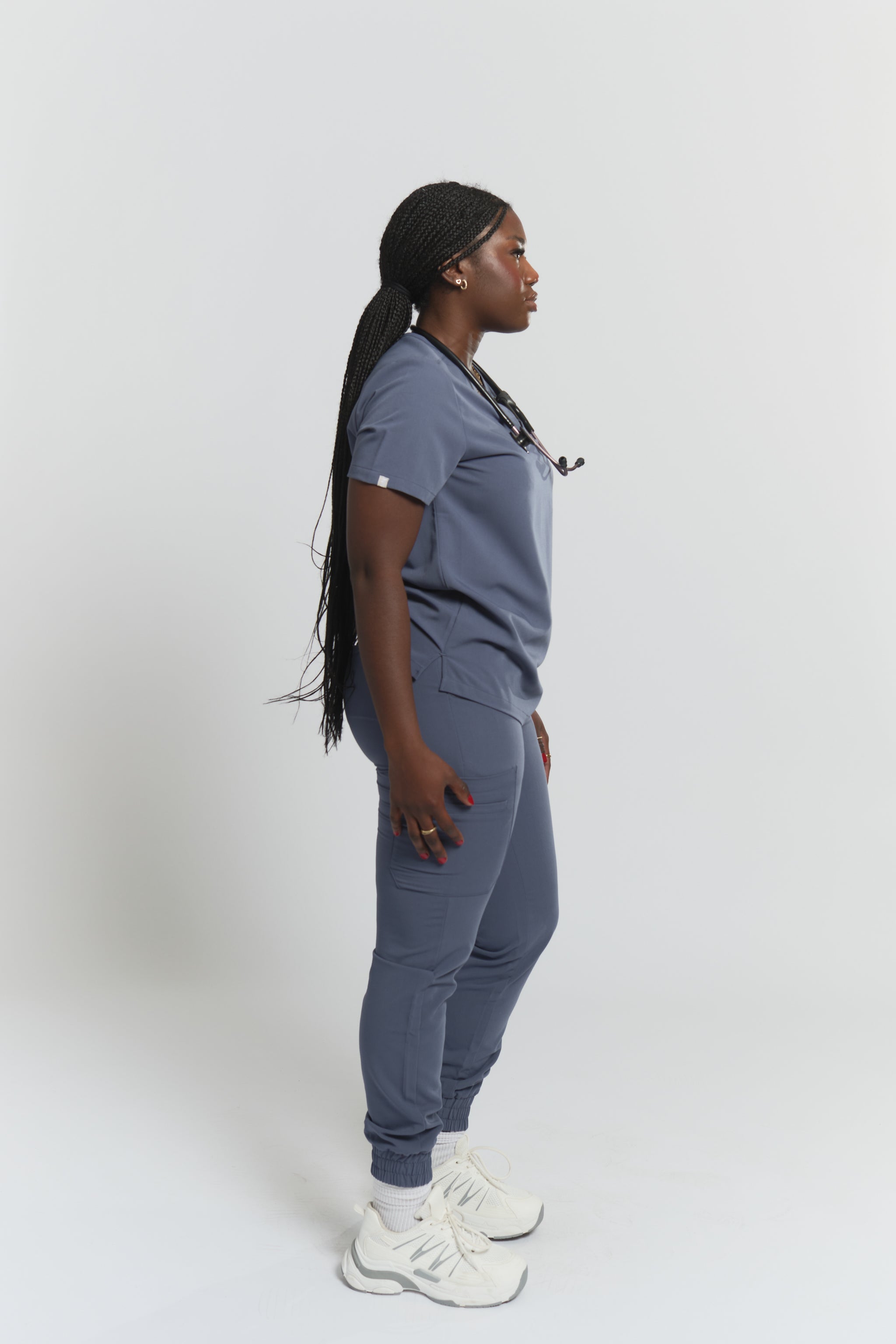 Olivia Scrub Top - Stormy Grey