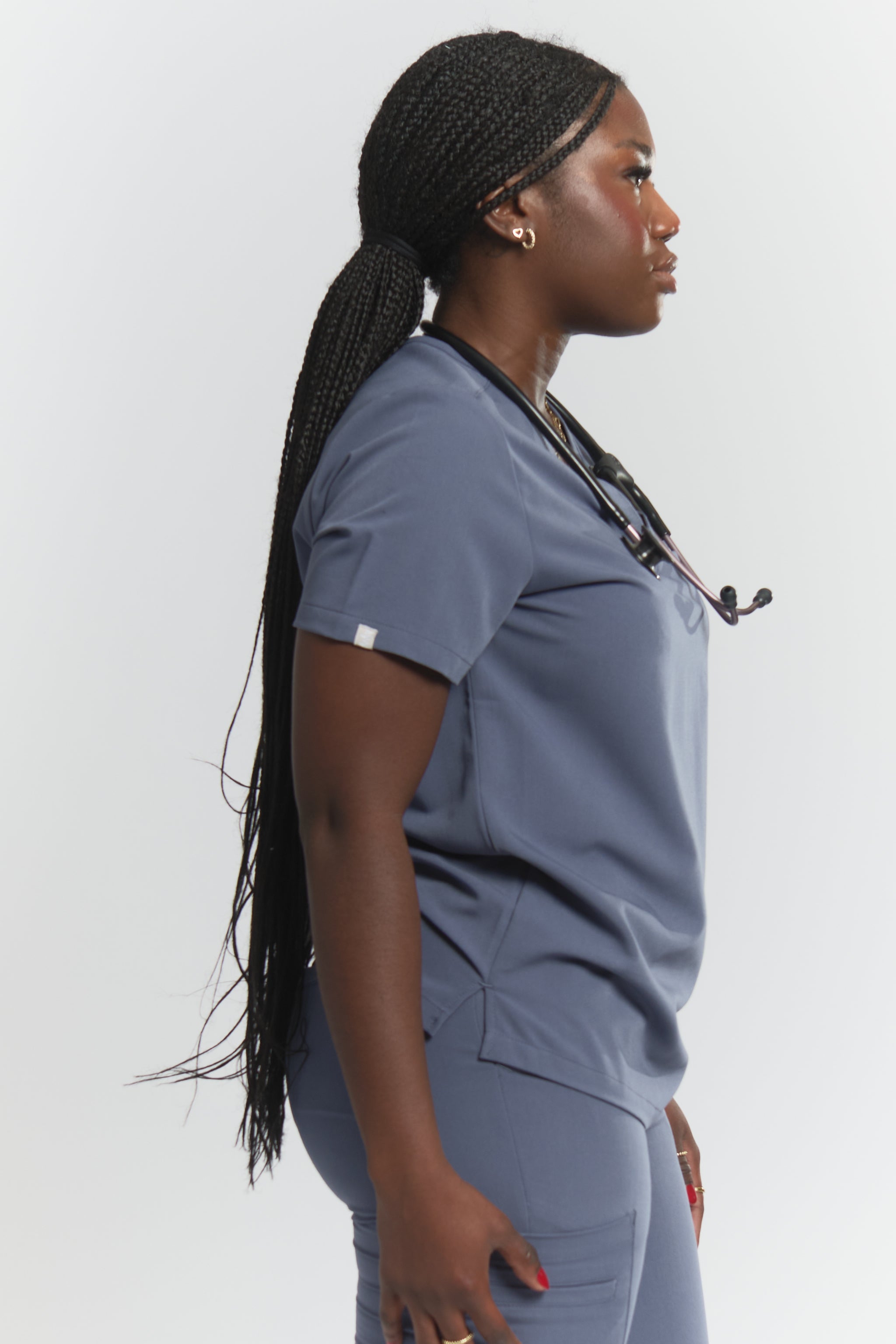Olivia Scrub Top - Stormy Grey