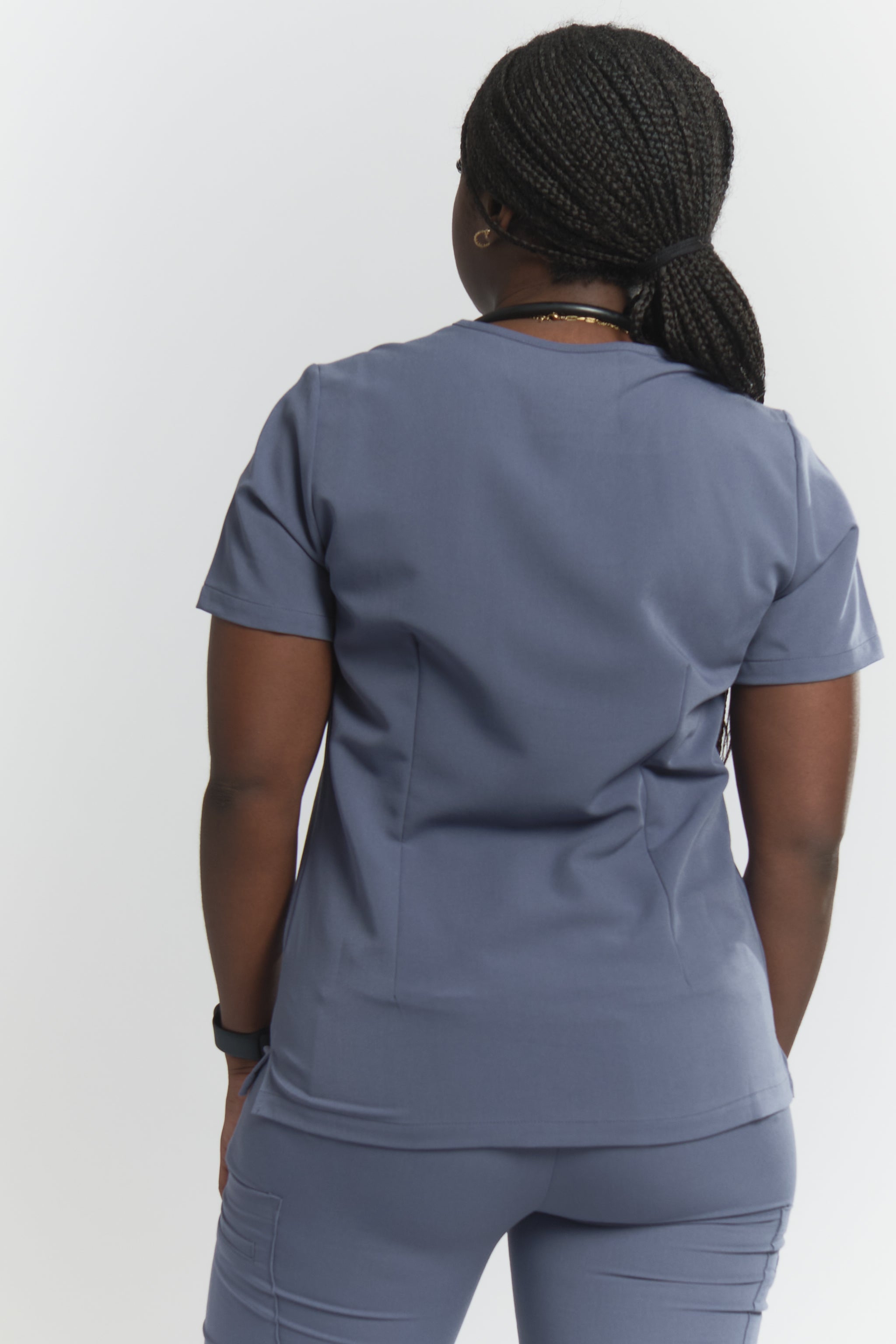Olivia Scrub Top - Stormy Grey