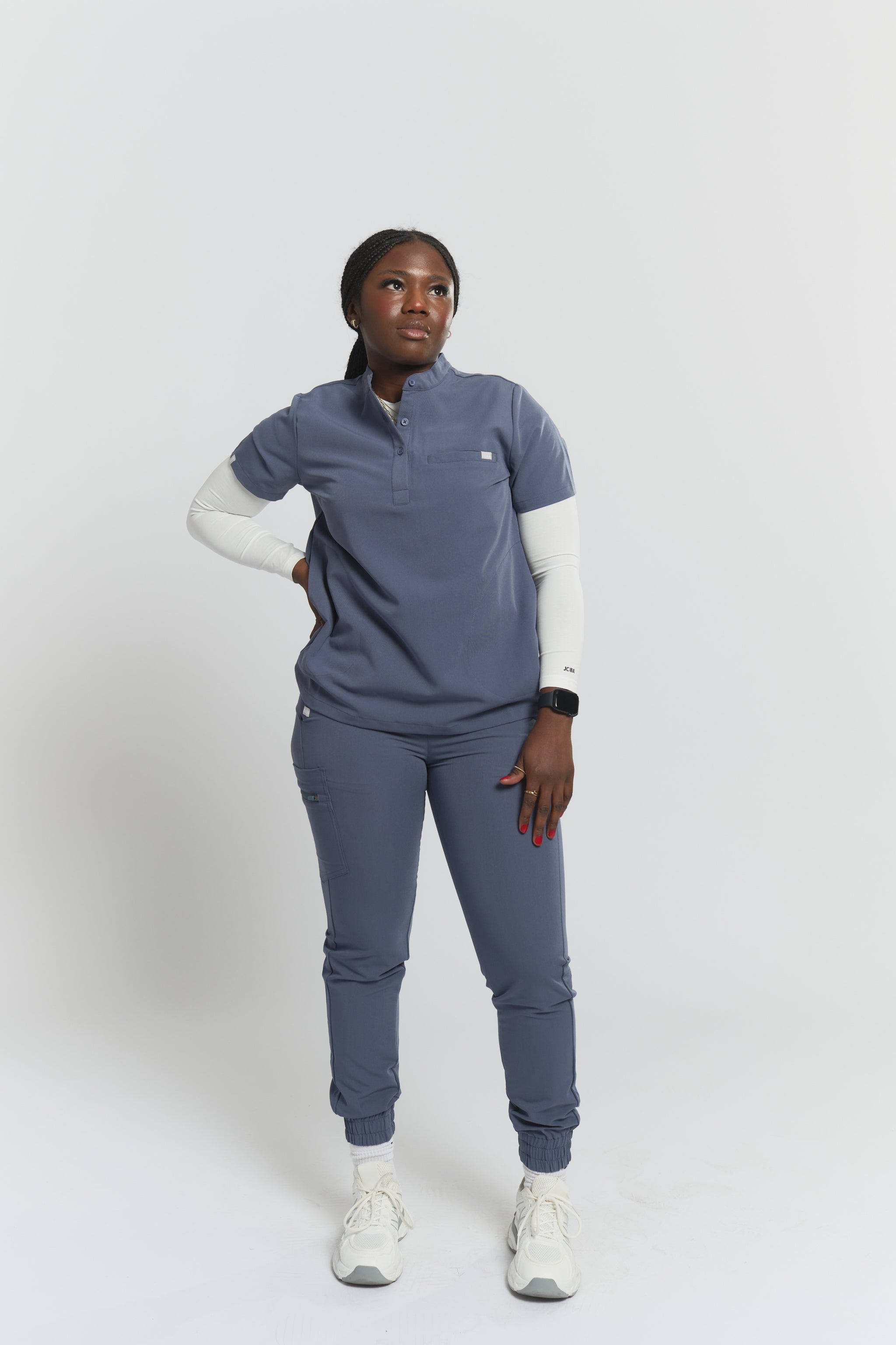 Gloria Scrub Top - Stormy Grey