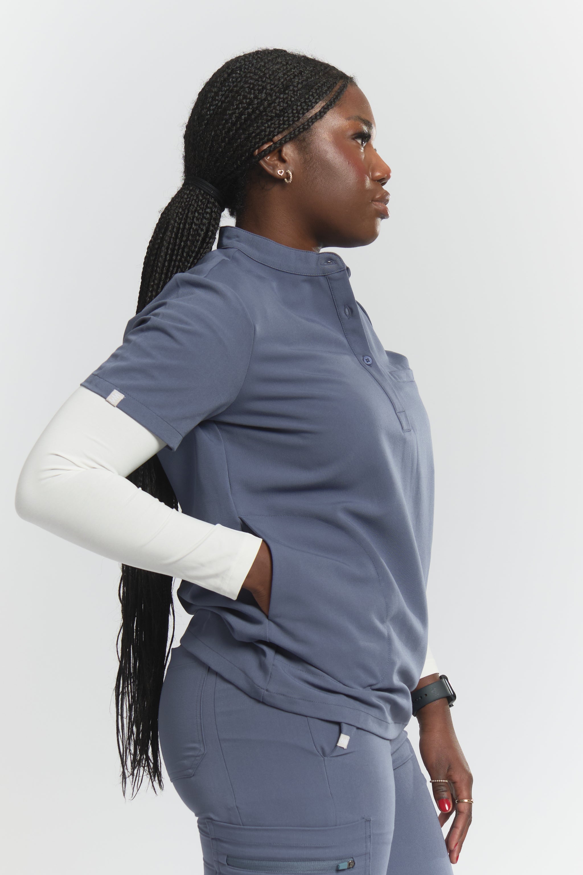 Gloria Scrub Top - Stormy Grey