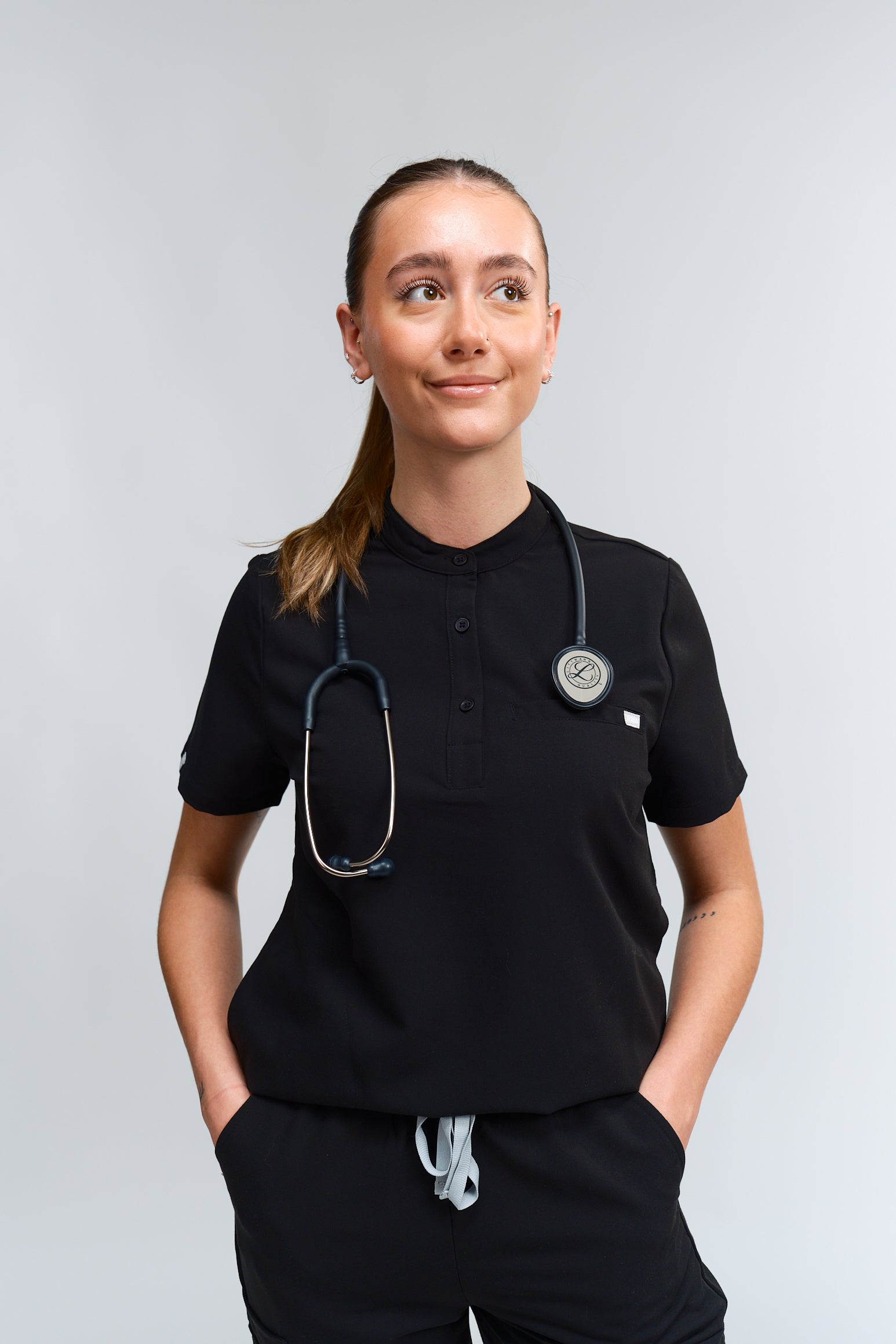 Gloria Scrub Top - Black