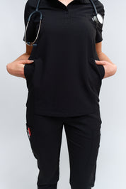 Gloria Scrub Top - Black