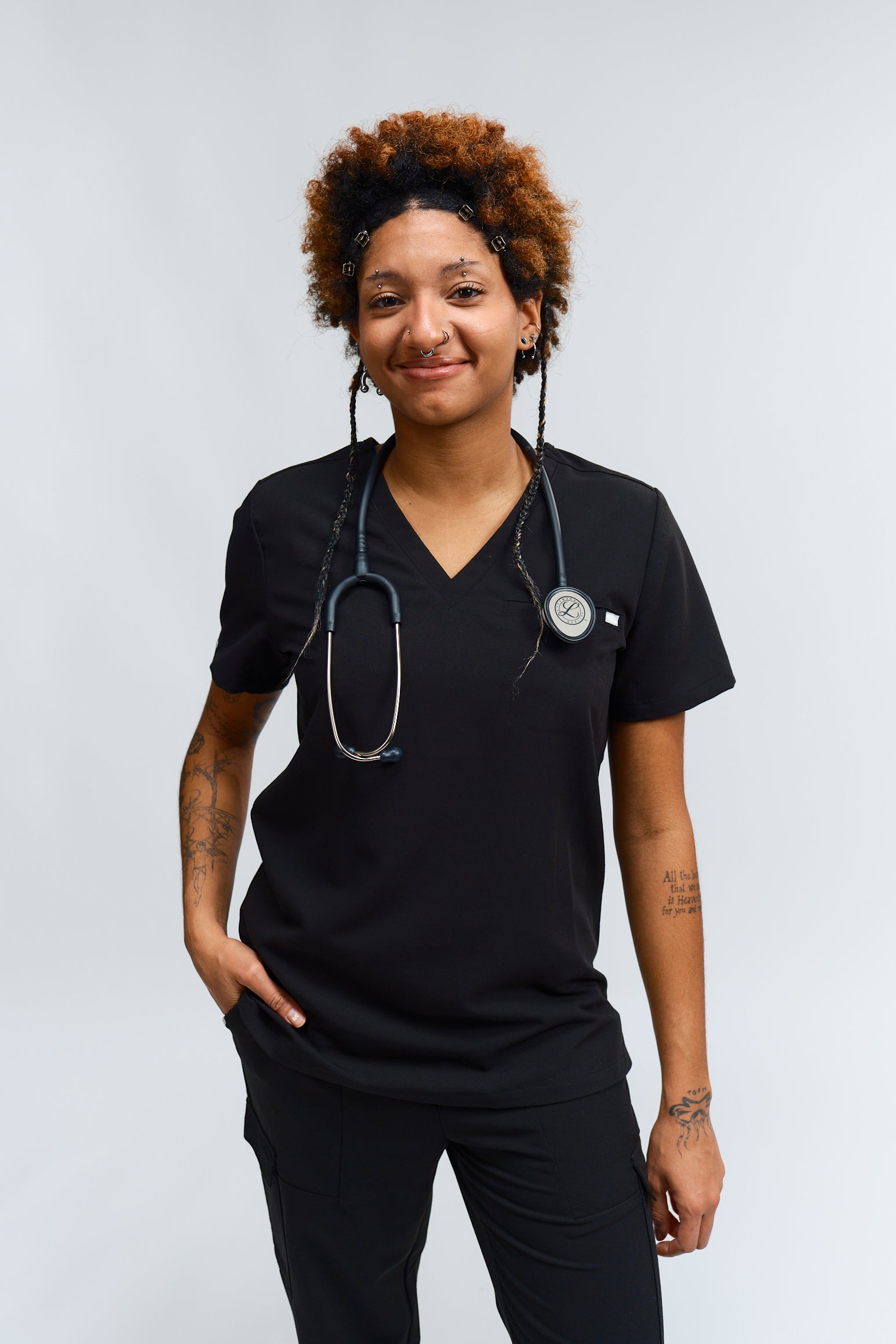 Olivia Scrub Top - Black