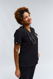 Olivia Scrub Top - Black