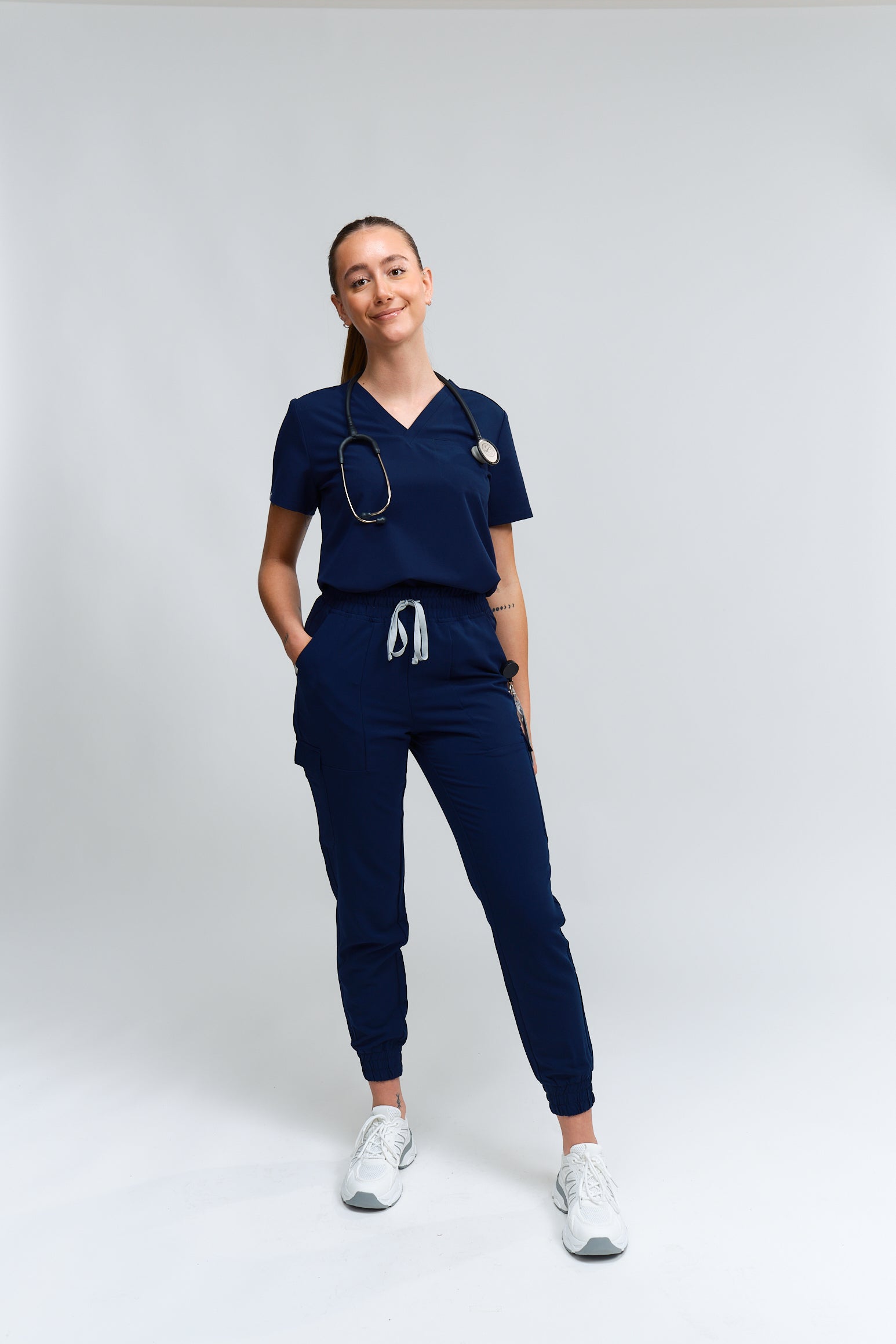 Olivia Scrub Top - Navy