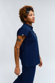 Ophelia Cap Sleeve Scrub Top - Navy