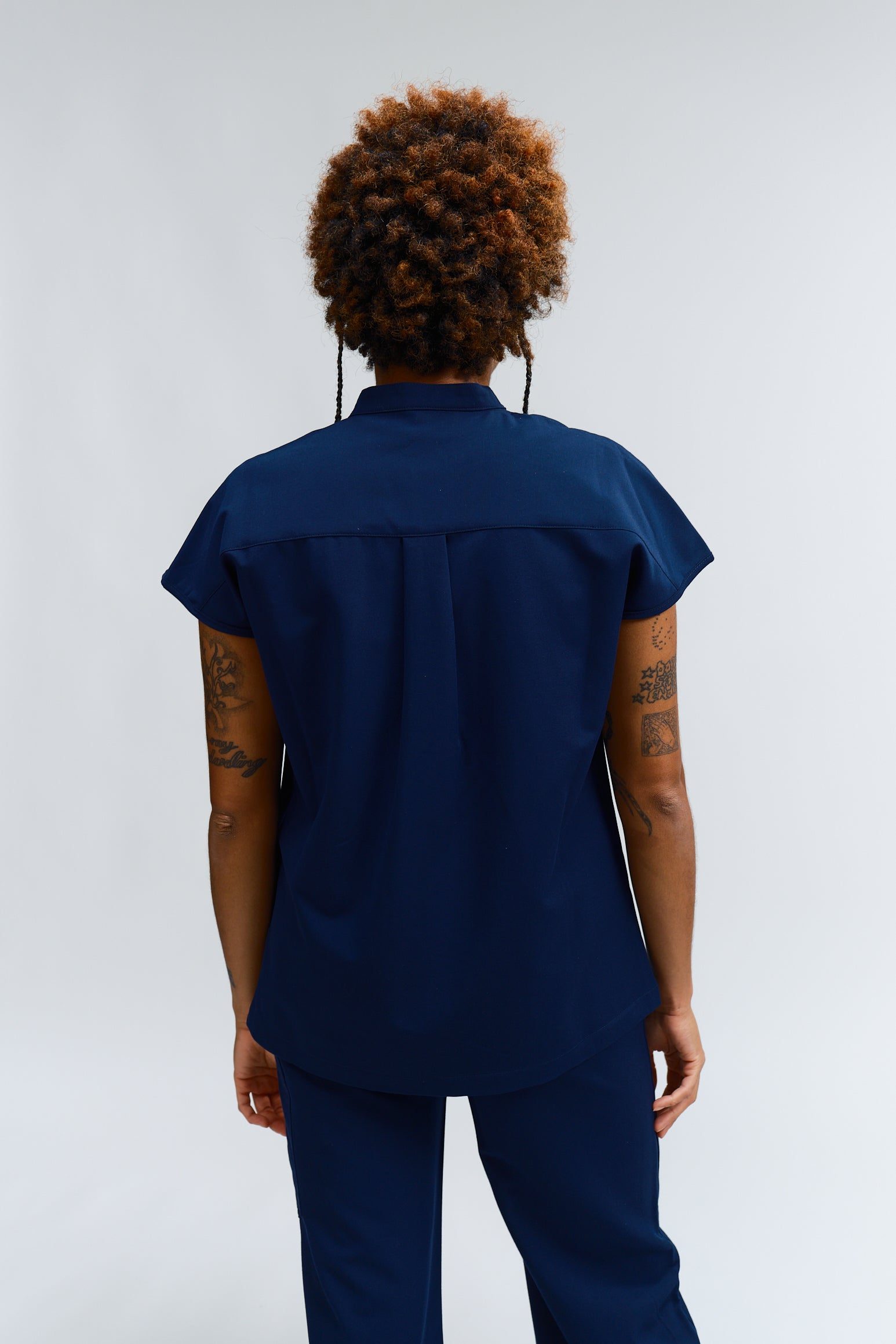 Ophelia Cap Sleeve Scrub Top - Navy