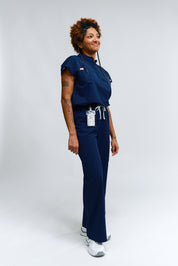 Ophelia Cap Sleeve Scrub Top - Navy