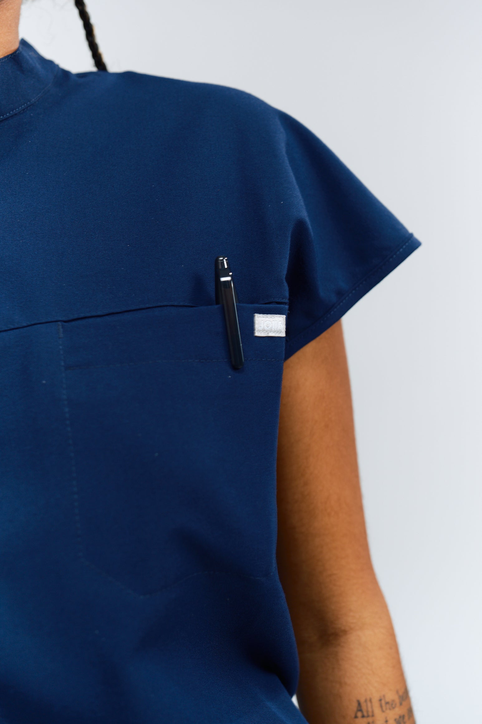 Ophelia Cap Sleeve Scrub Top - Navy