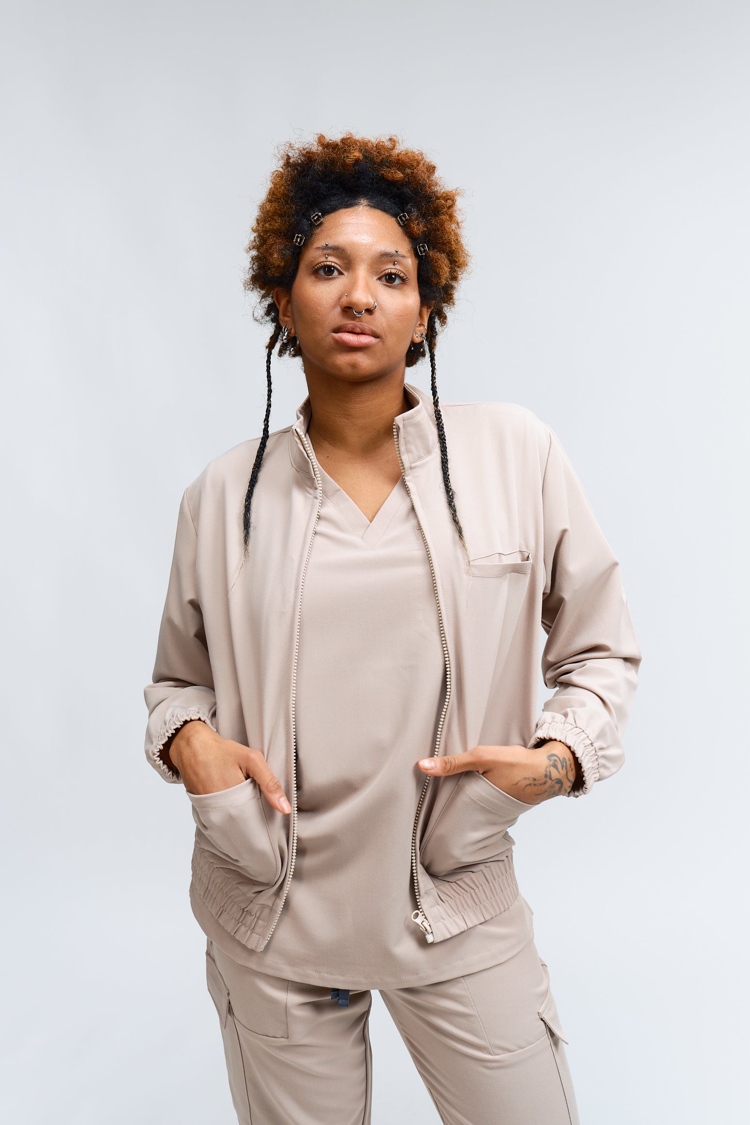 Thalia Scrub Jacket - Sandstone