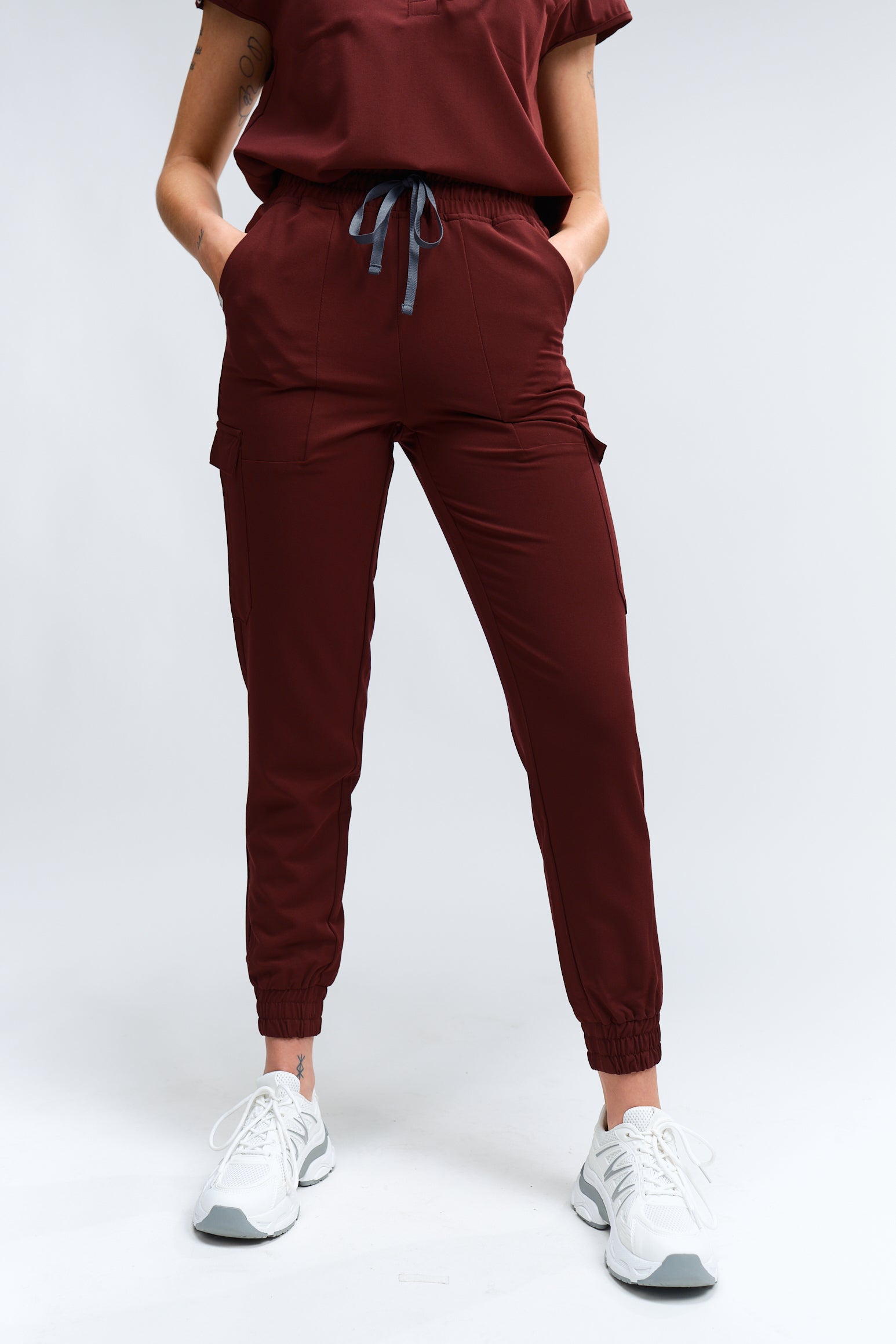 Lydia Jogger Scrub Pants - Burgundy