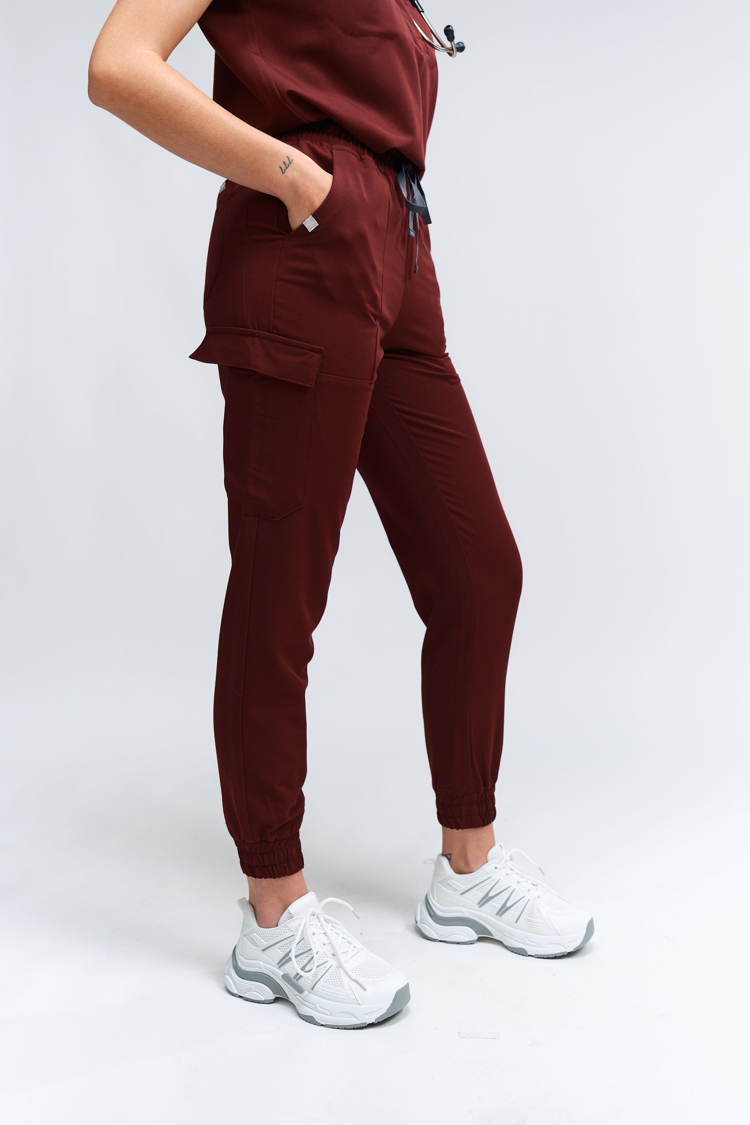 Lydia Jogger Scrub Pants - Burgundy