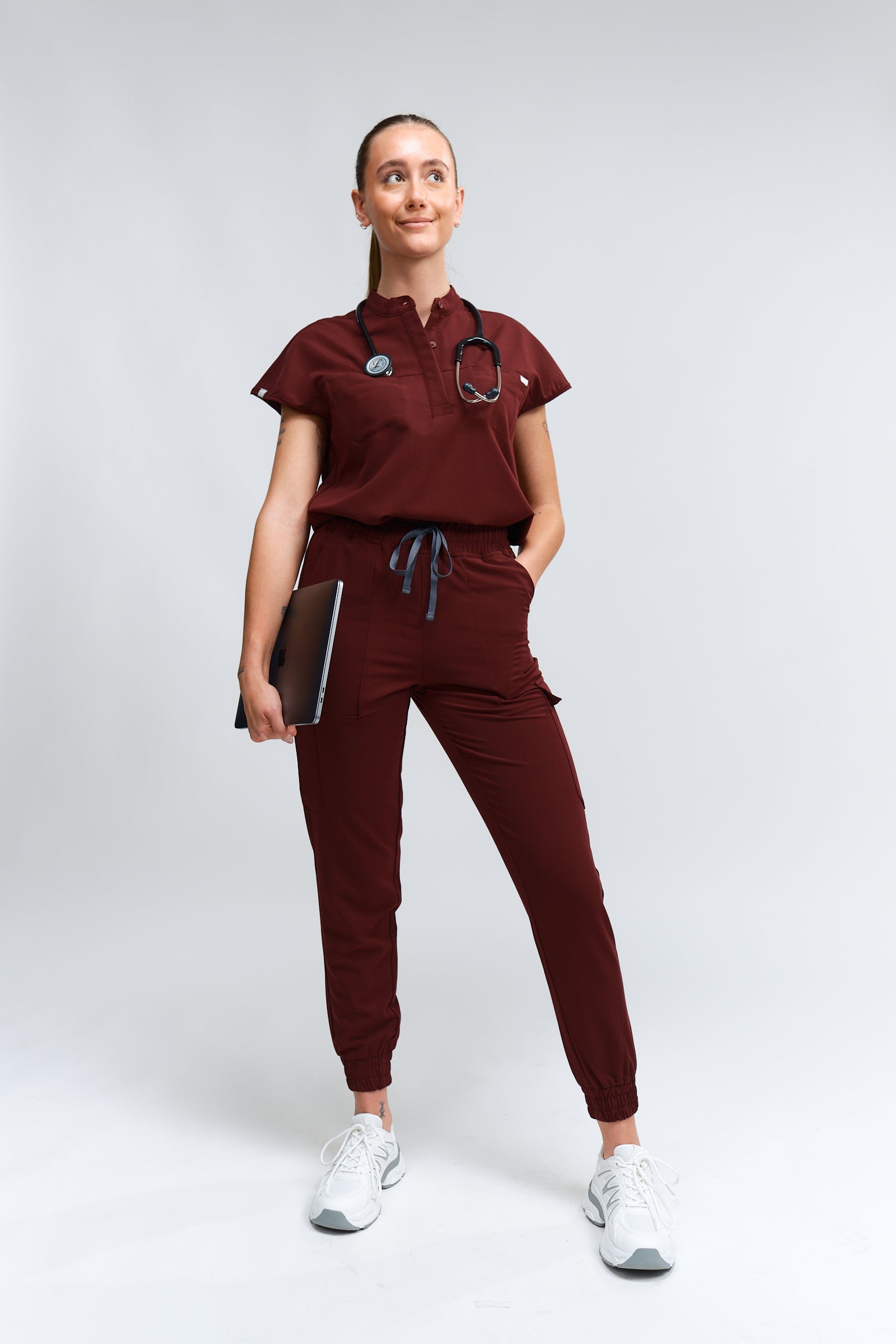 Lydia Jogger Scrub Pants - Burgundy