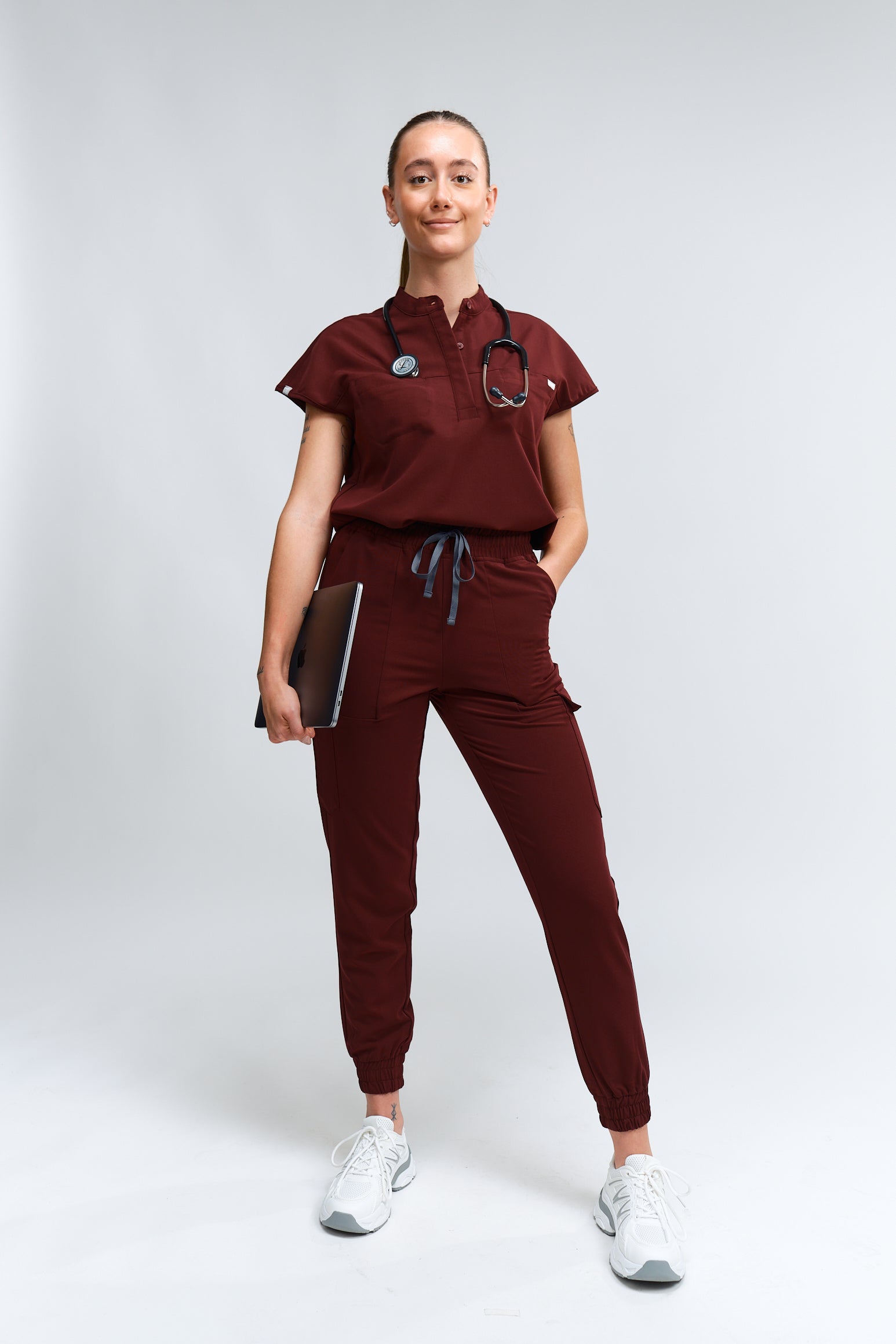 Ophelia Scrub Top | Burgundy | Women's Medical Uniform | JOIIA
