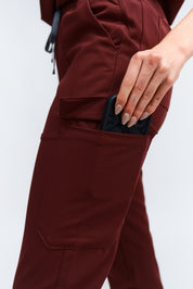 Lydia Jogger Scrub Pants - Burgundy