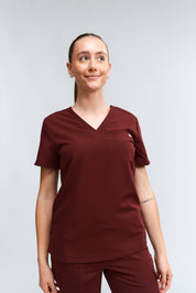 Olivia Scrub Top - Burgundy