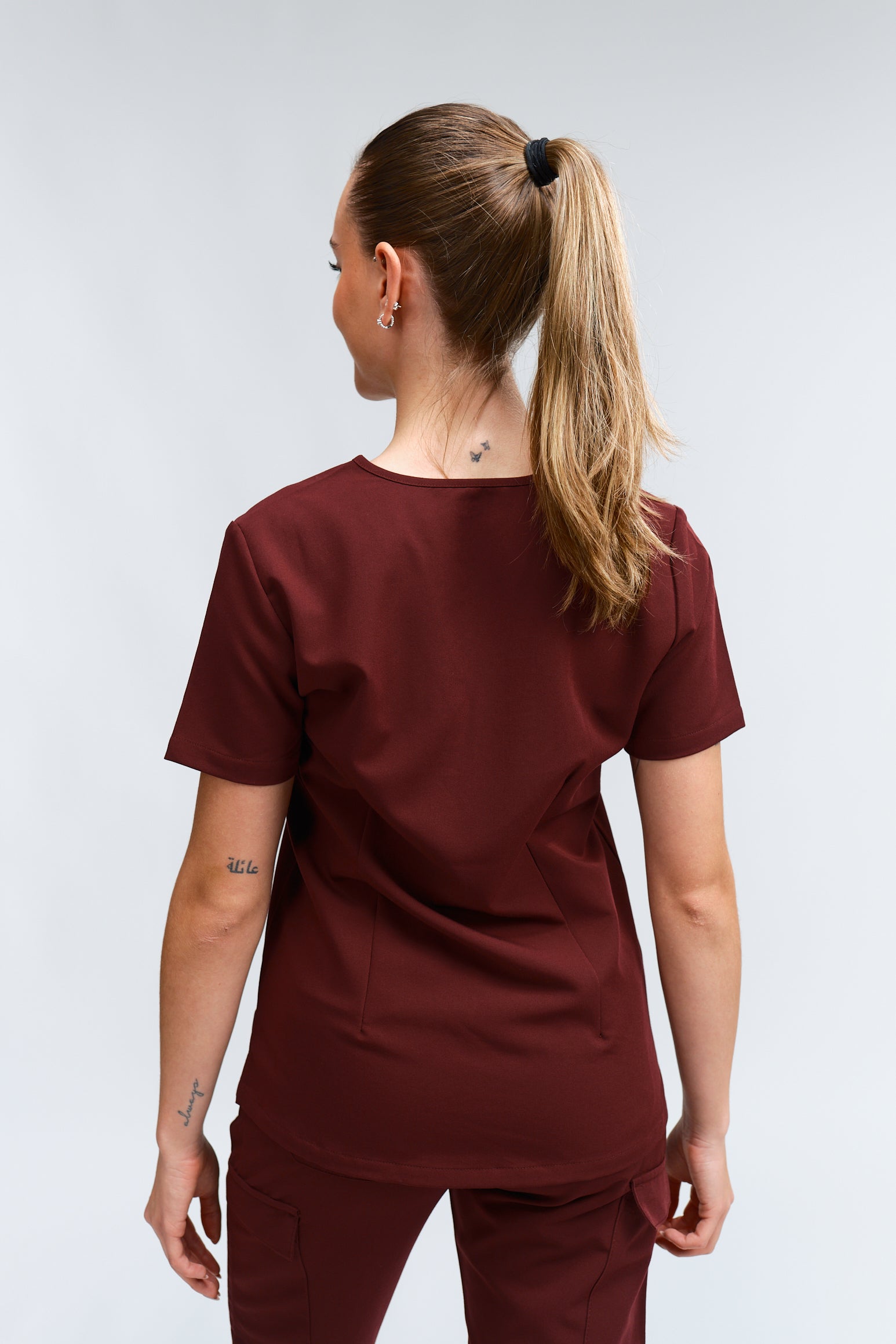 Olivia Scrub Top - Burgundy