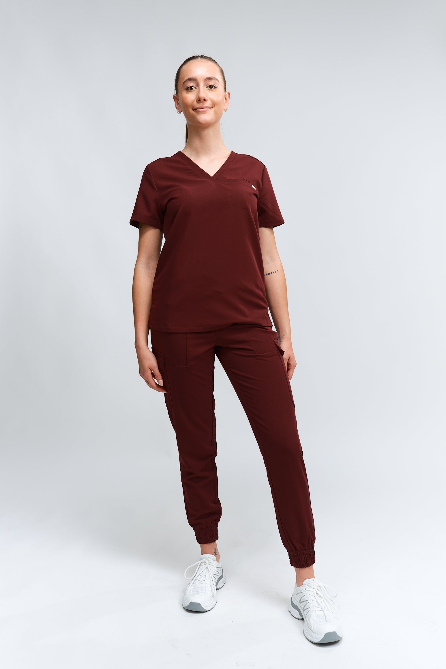 Olivia Scrub Top - Burgundy