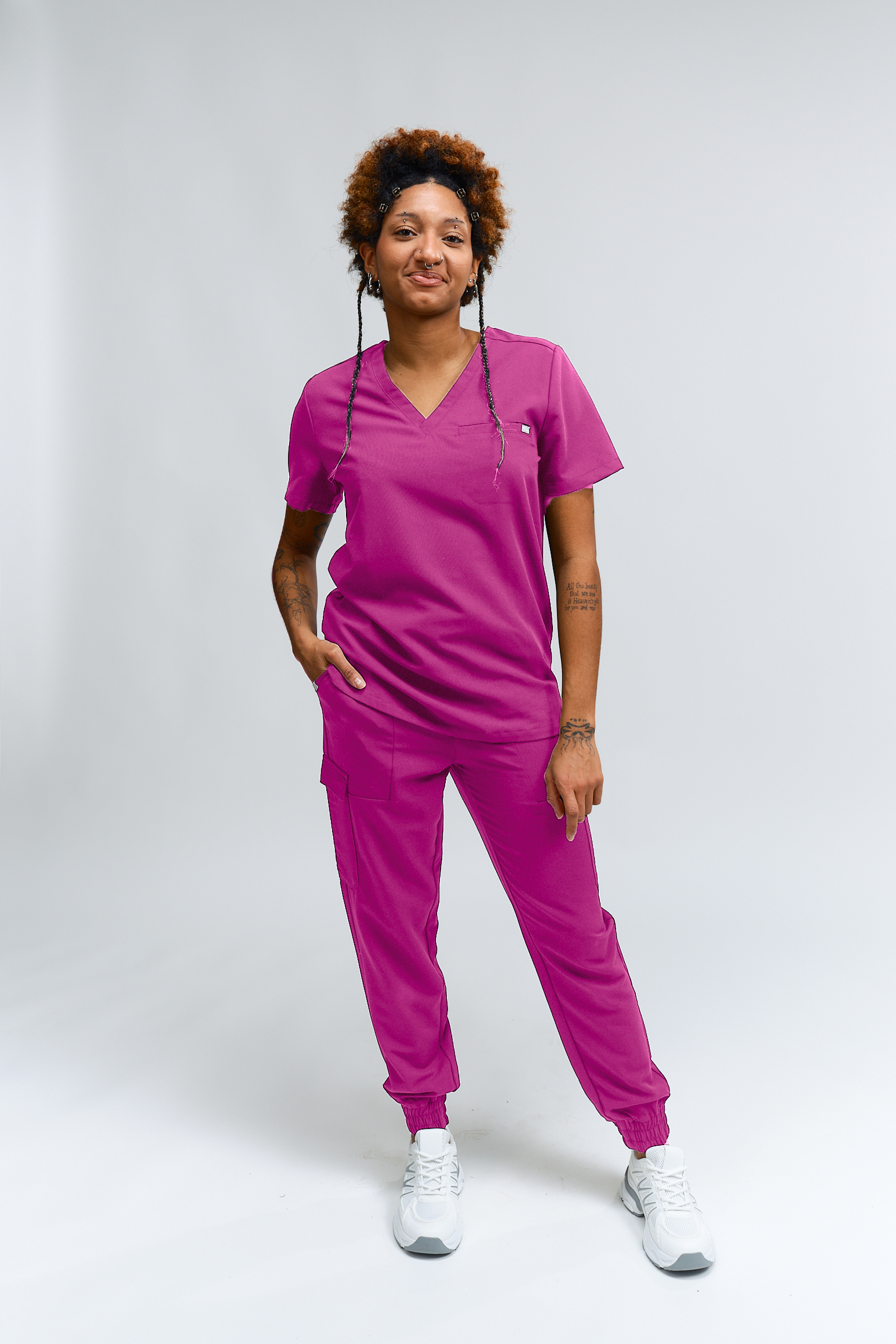 Lydia Jogger Scrub Pants - Fuchsia