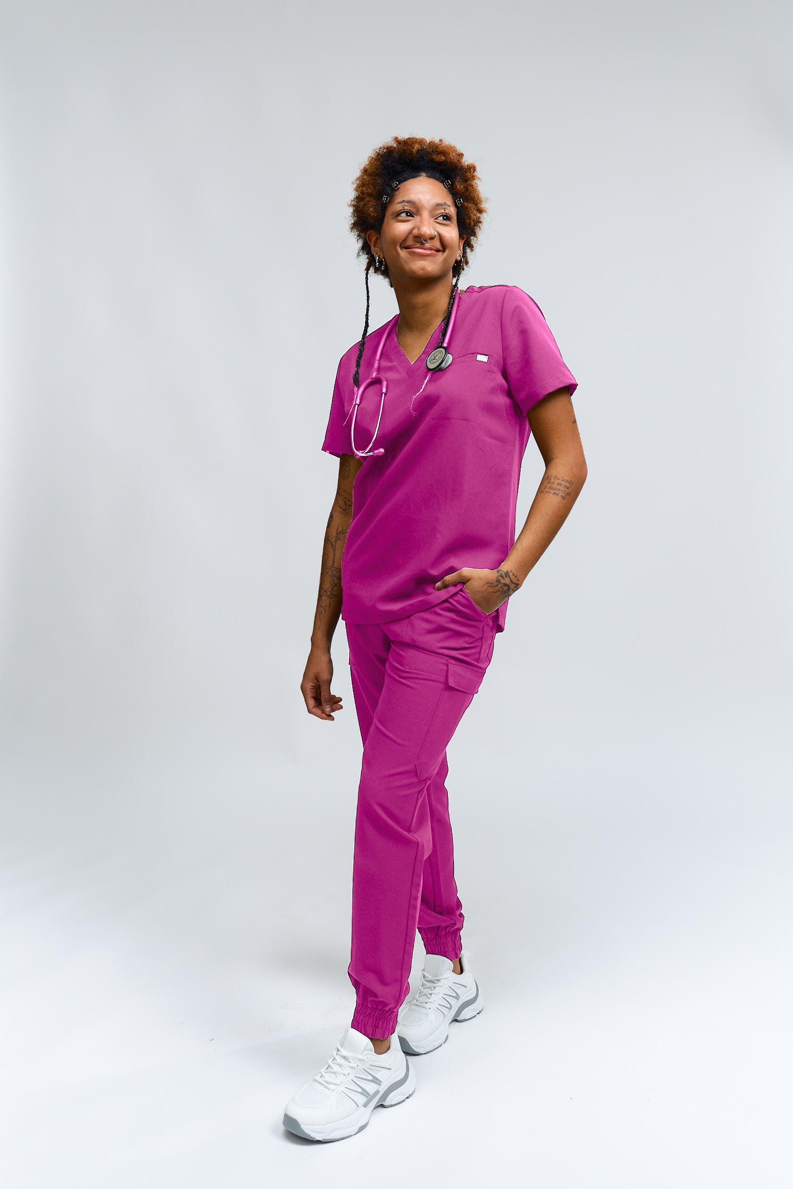 Olivia Scrub Top - Fuchsia
