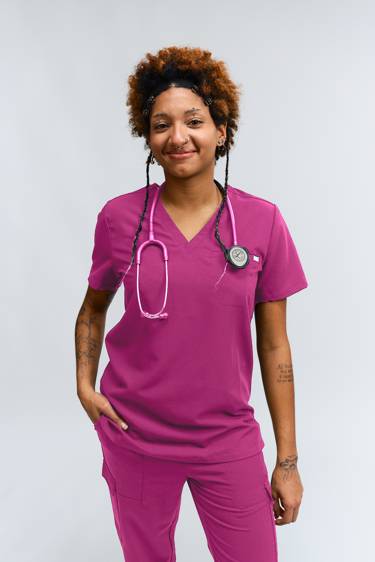 Olivia Scrub Top - Fuchsia