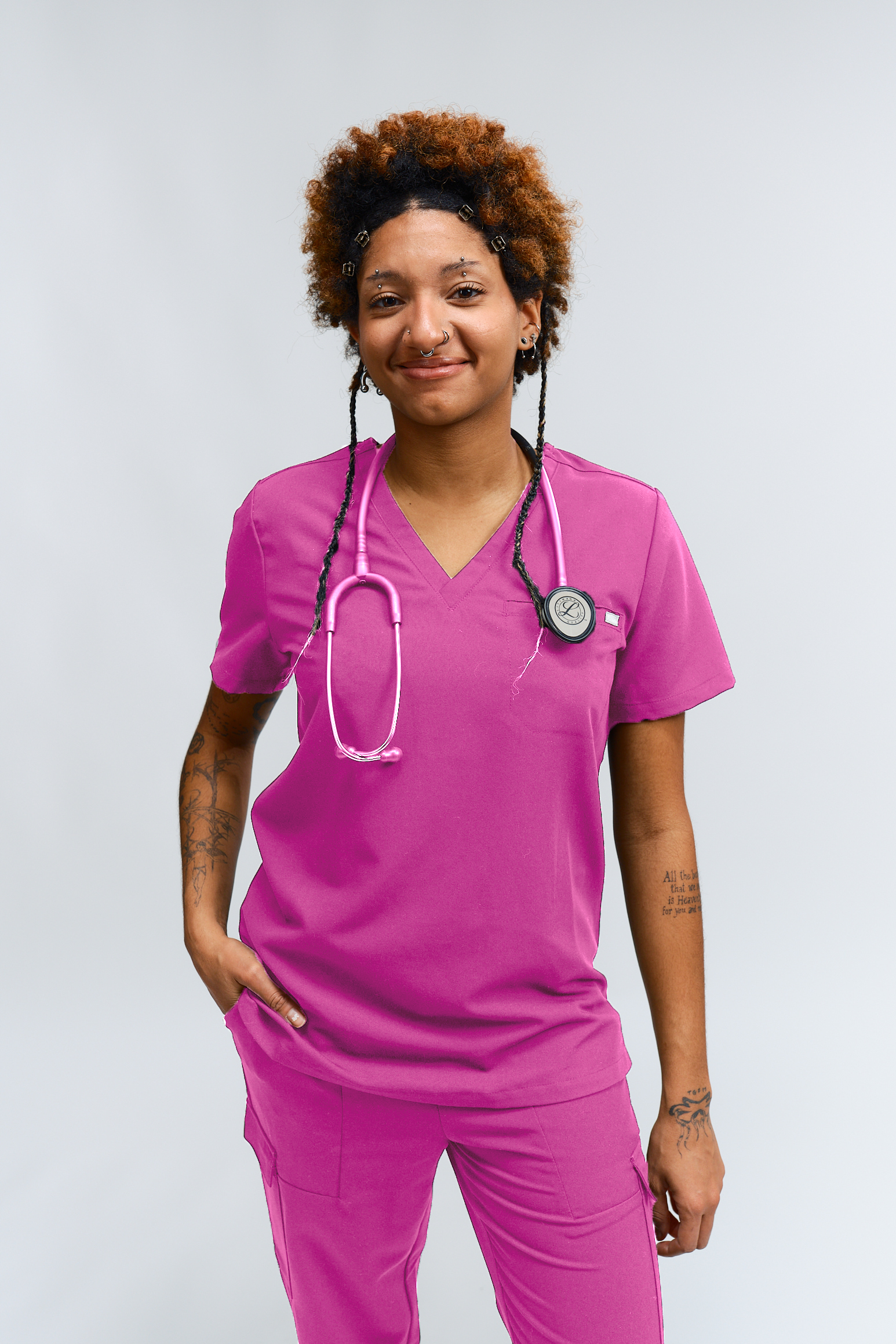 Olivia Scrub Top - Fuchsia