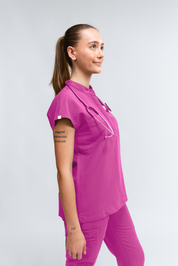 Ophelia Cap Sleeve Scrub Top - Fuchsia