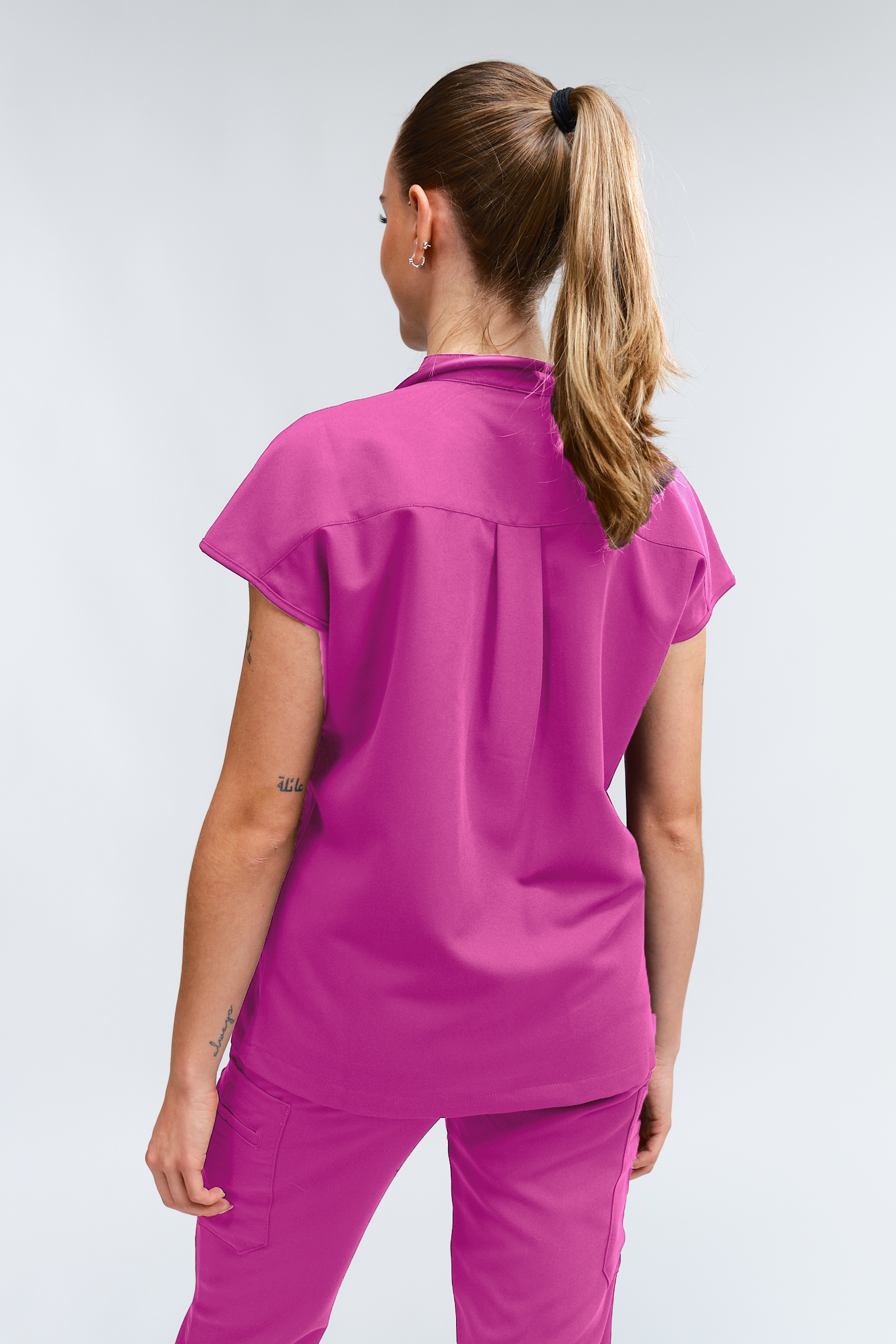 Ophelia Cap Sleeve Scrub Top - Fuchsia