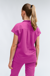 Ophelia Cap Sleeve Scrub Top - Fuchsia