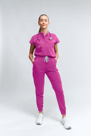 Ophelia Cap Sleeve Scrub Top - Fuchsia