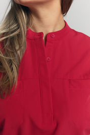 Ophelia Cap Sleeve Scrub Top - Ruby Red