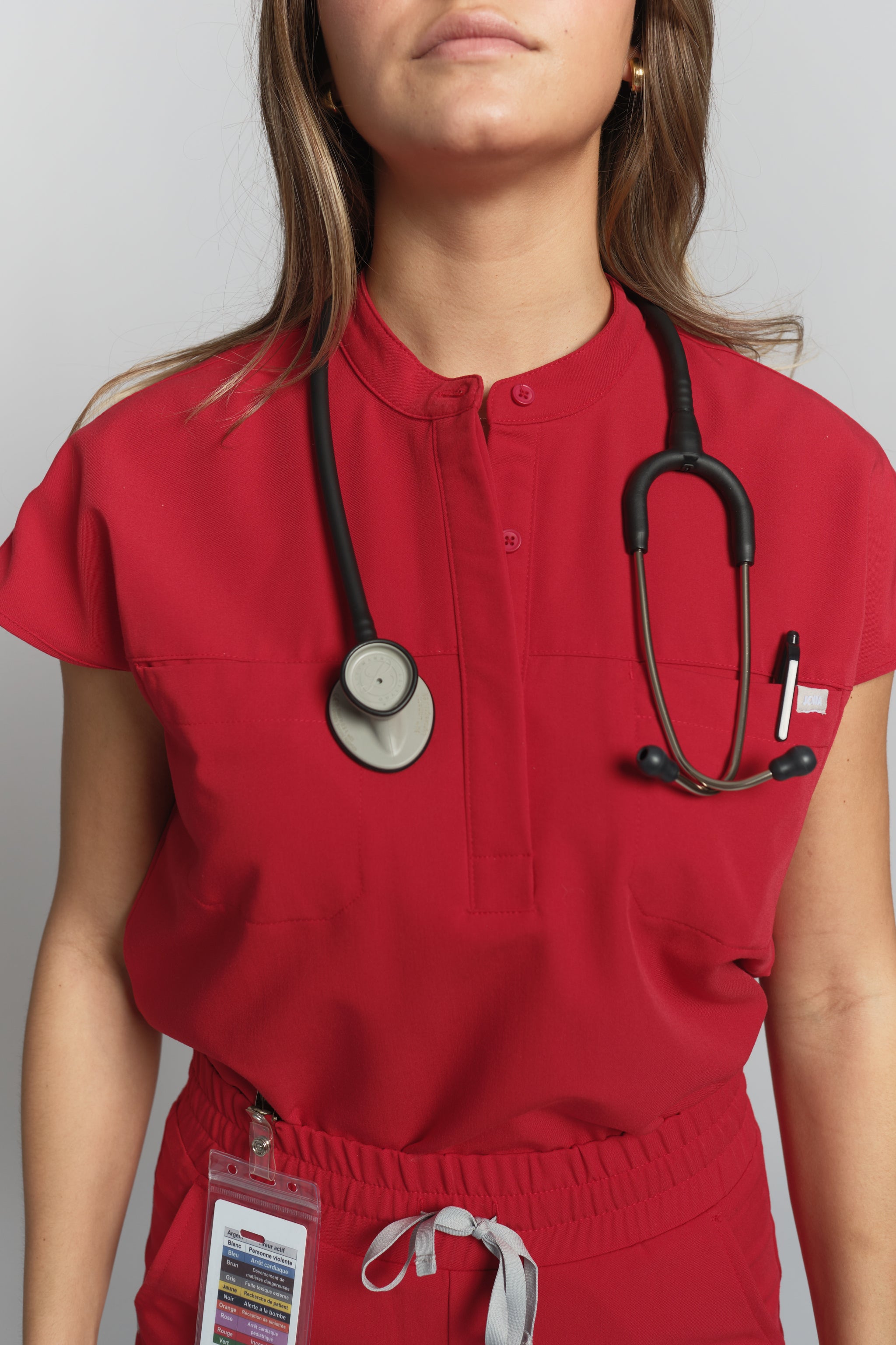 Ophelia Cap Sleeve Scrub Top - Ruby Red