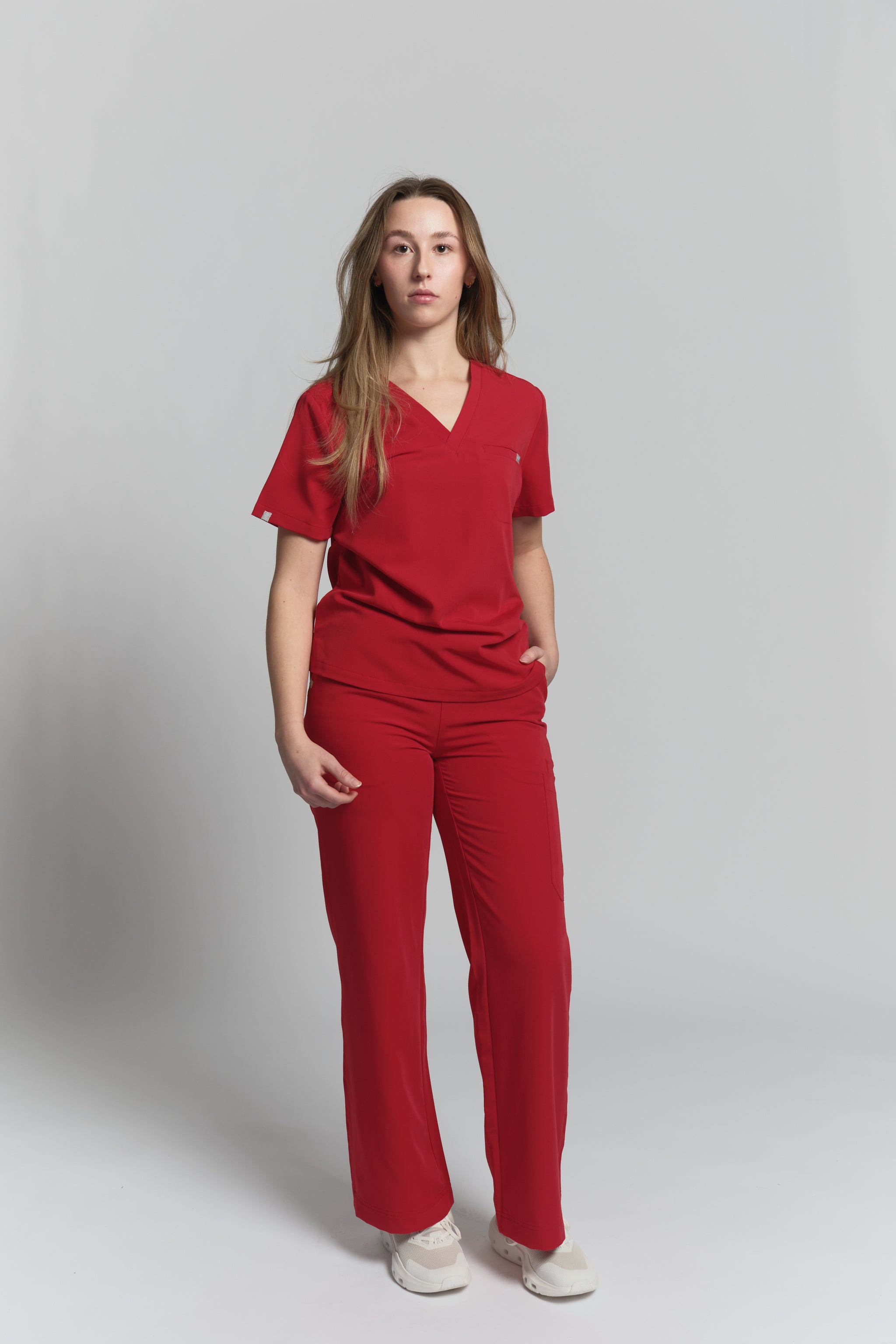 Olivia Scrub Top - Ruby Red