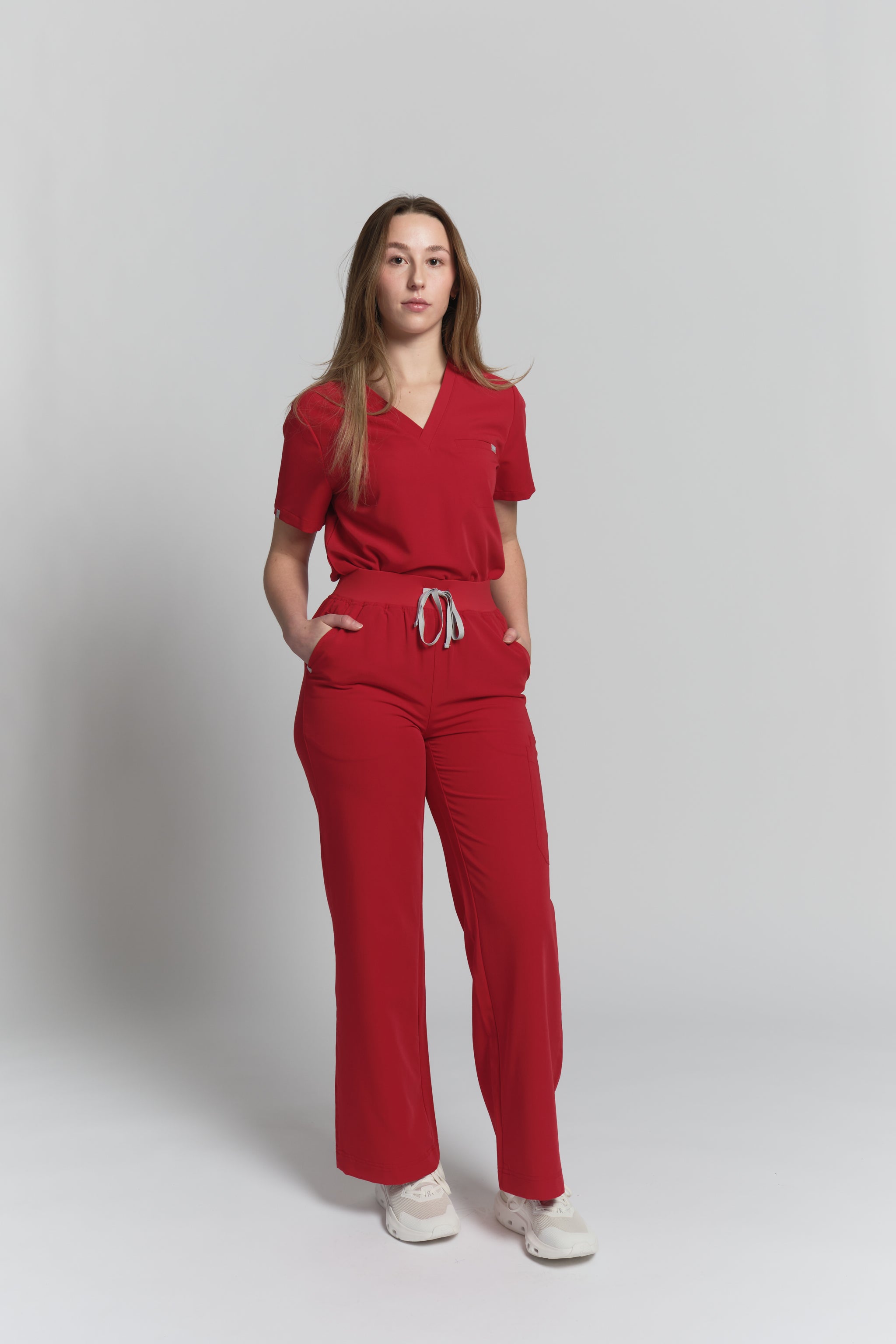 ACE Wide Leg Scrub Pants - Ruby Red