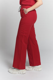 ACE Wide Leg Scrub Pants - Ruby Red