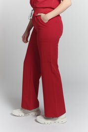 ACE Wide Leg Scrub Pants - Ruby Red