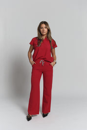 Ophelia Cap Sleeve Scrub Top - Ruby Red