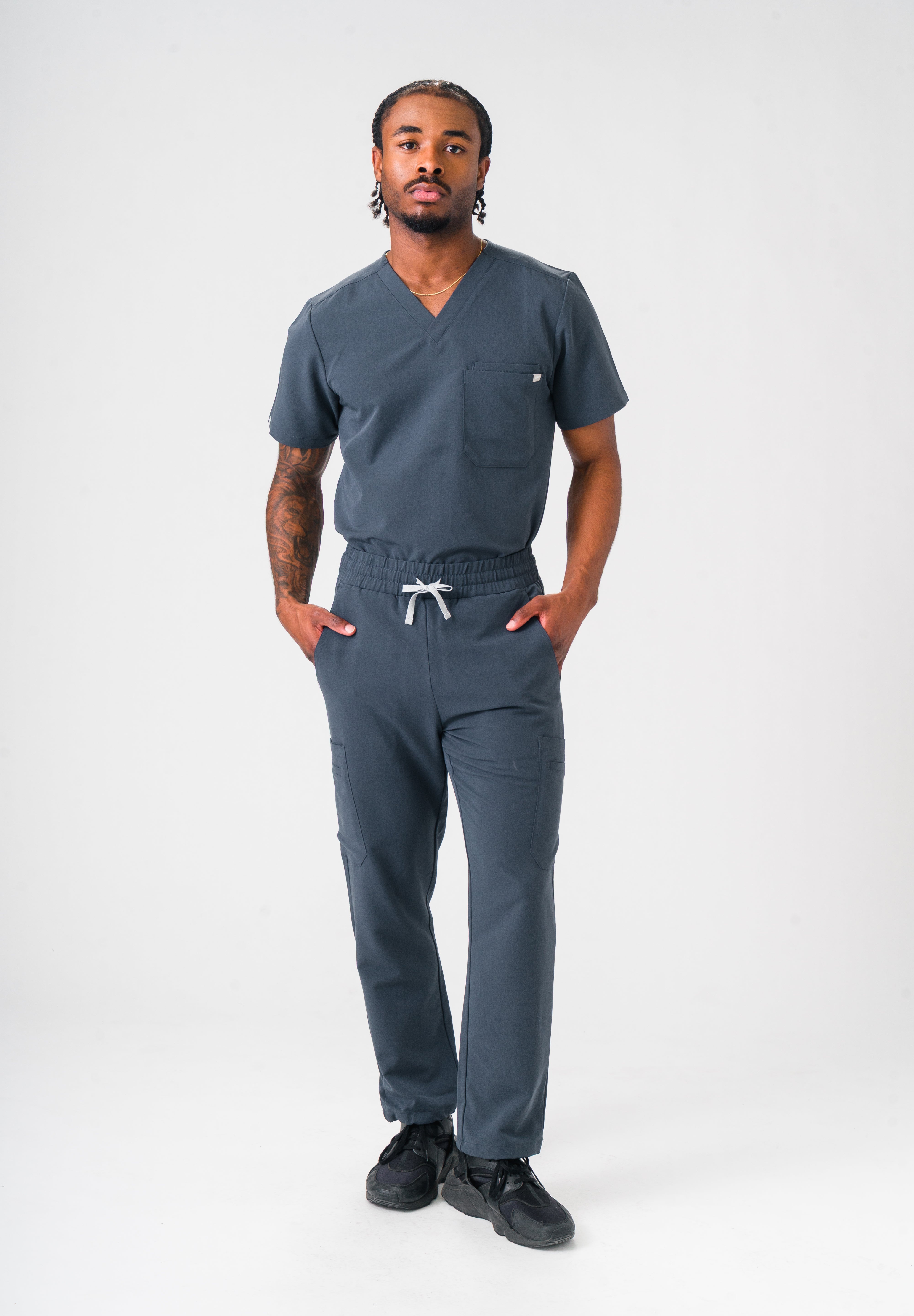 Luca Straight Scrub Pants -Pewter