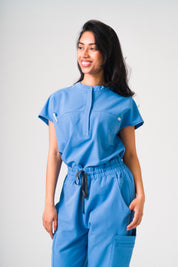 Ophelia Cap Sleeve Scrub Top - Ceil Blue