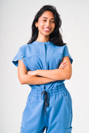 Ophelia Cap Sleeve Scrub Top - Ceil Blue