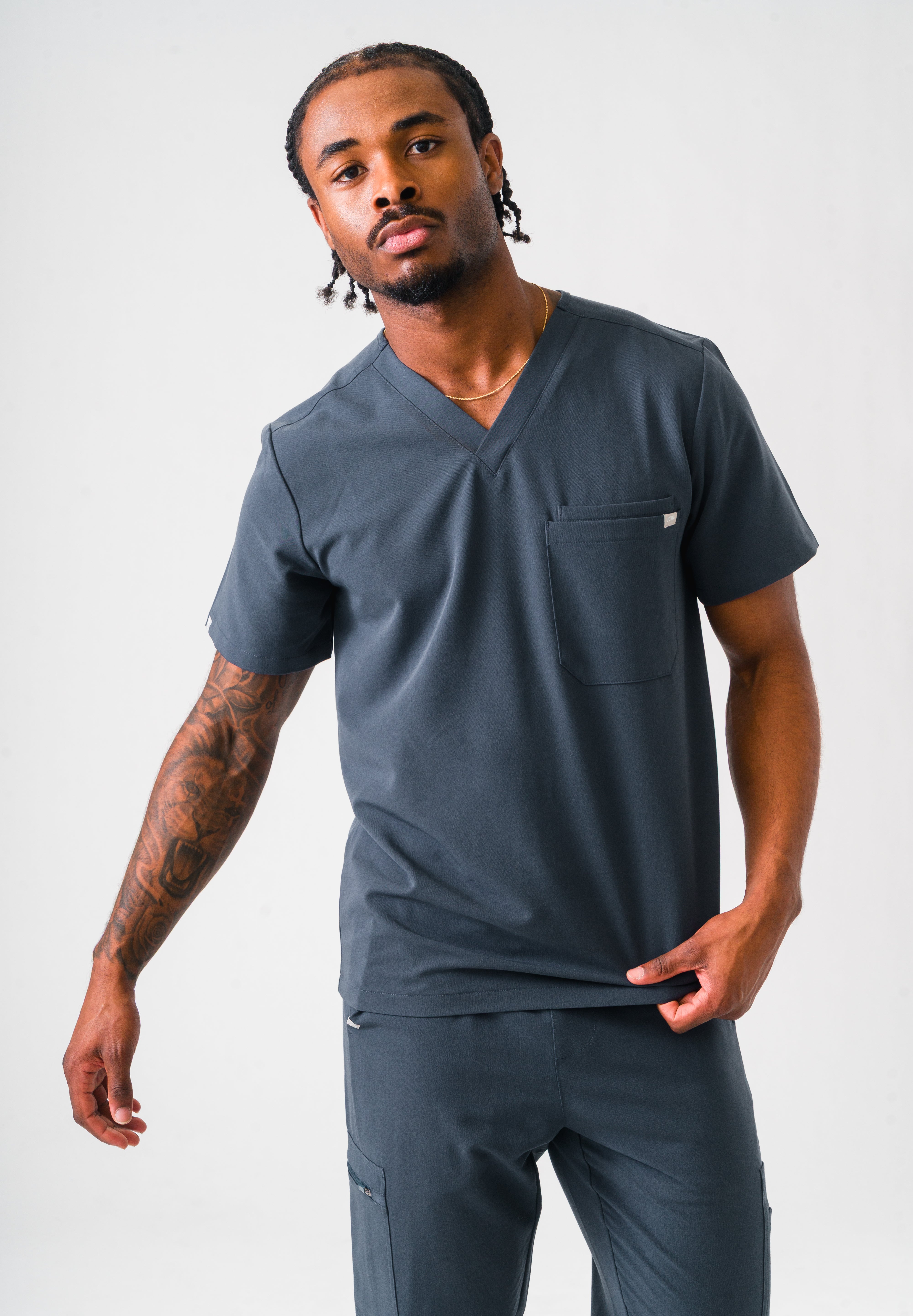 Liam Scrub Top - Pewter