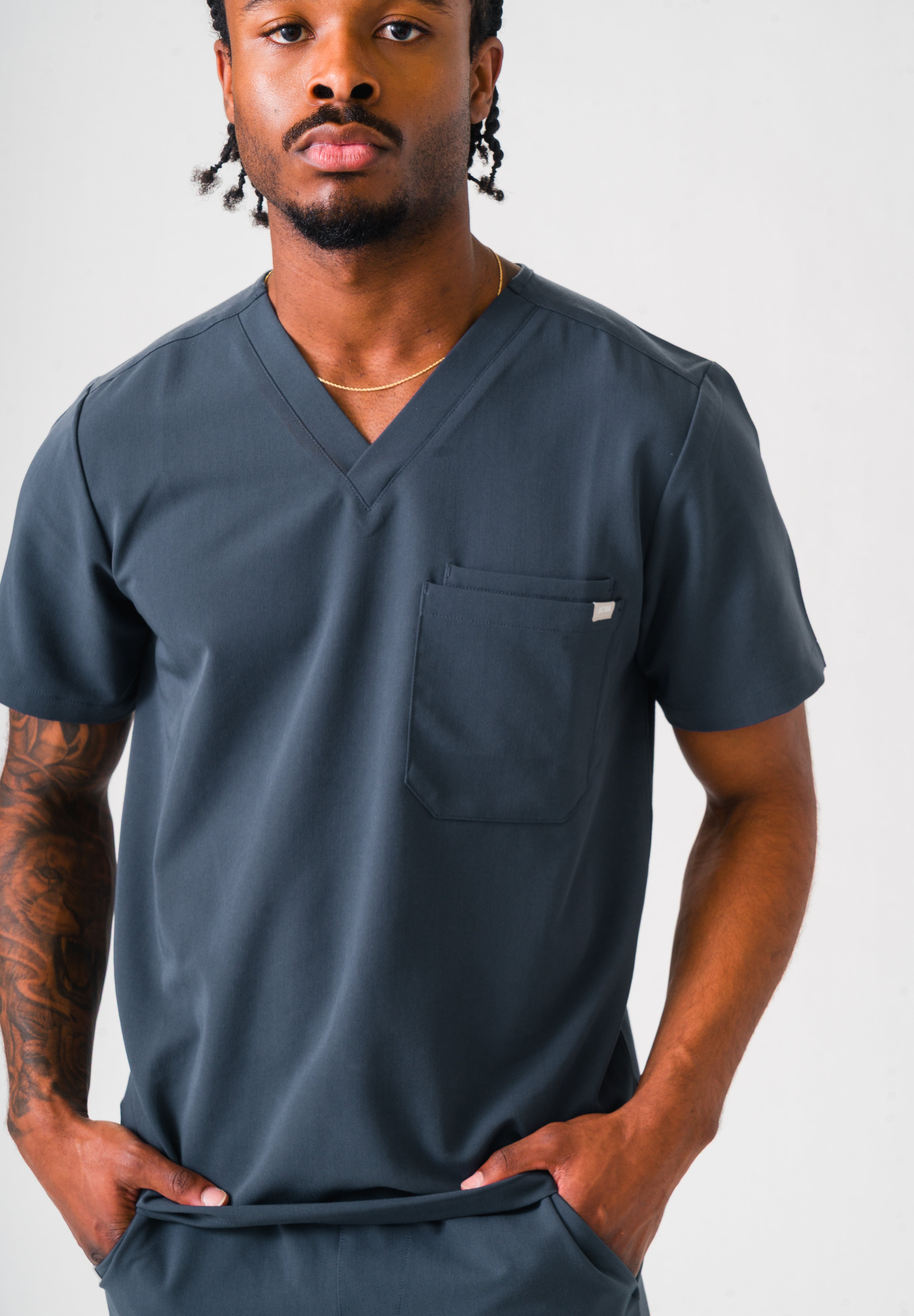 Liam Scrub Top - Pewter
