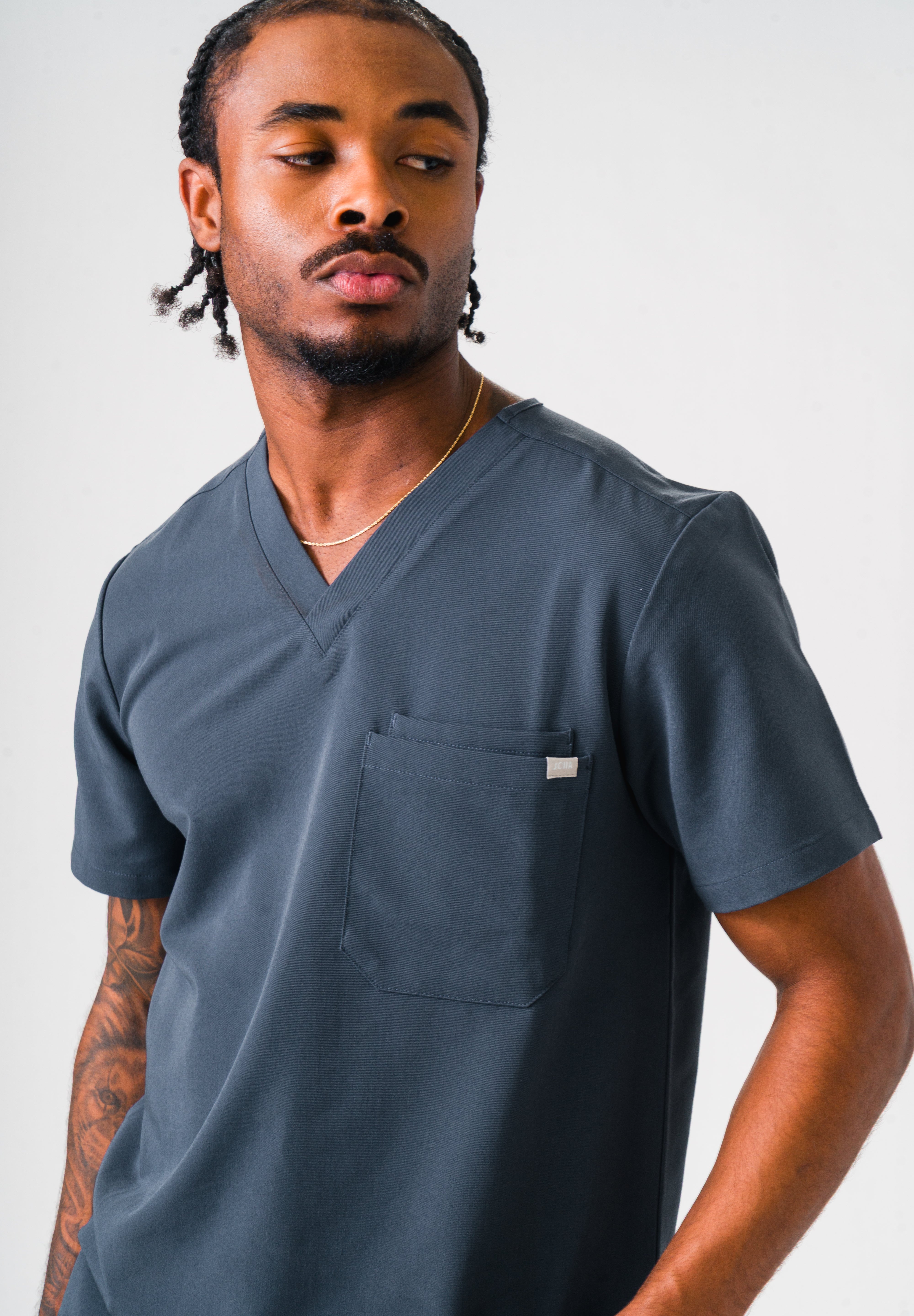 Liam Scrub Top - Pewter