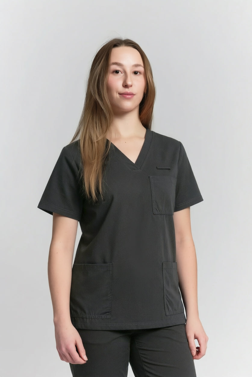 Rebecca Scrub Top Pewter