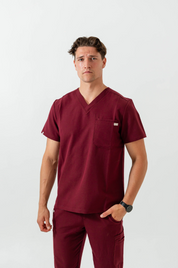 Liam Scrub Top - Burgundy