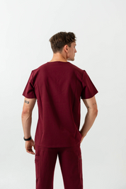 Liam Scrub Top - Burgundy