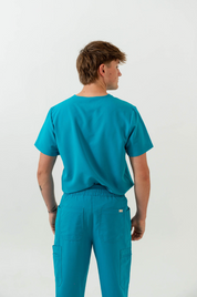 Liam Scrub Top - Cyan Blue