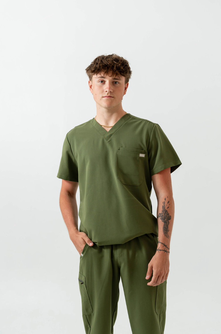 Liam Scrub Top - Mossy Green