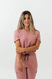 Olivia Scrub Top - Rosewood